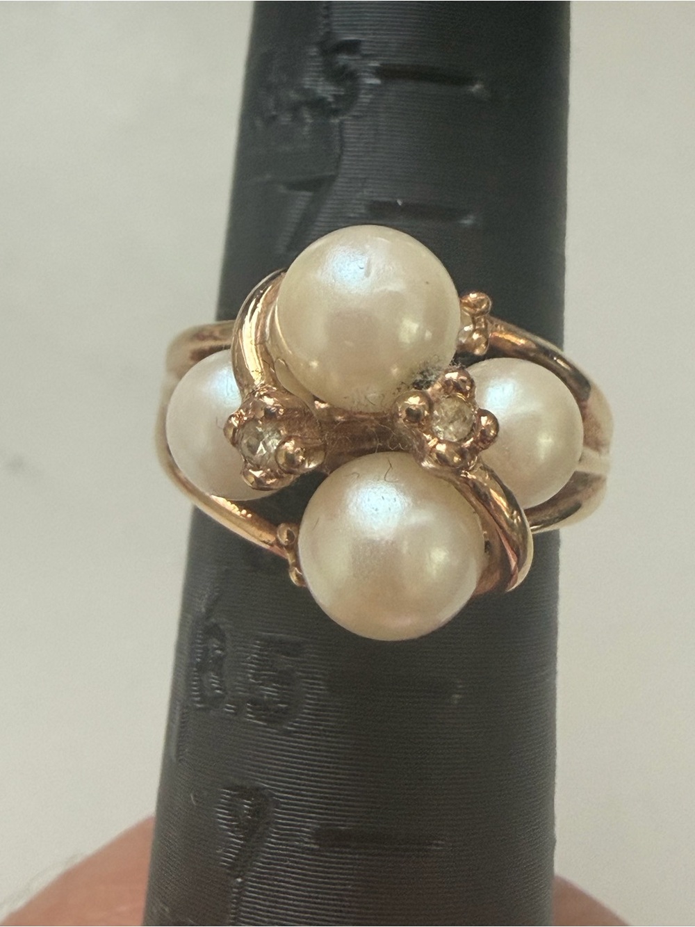 QVC Gold-Tone Pearl Cluster Ring with Cream Pearls